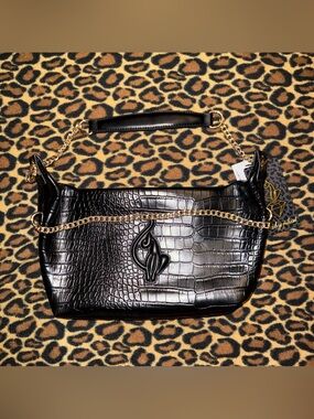 NWT Baby Phat Black Crocodile Shoulder Bag